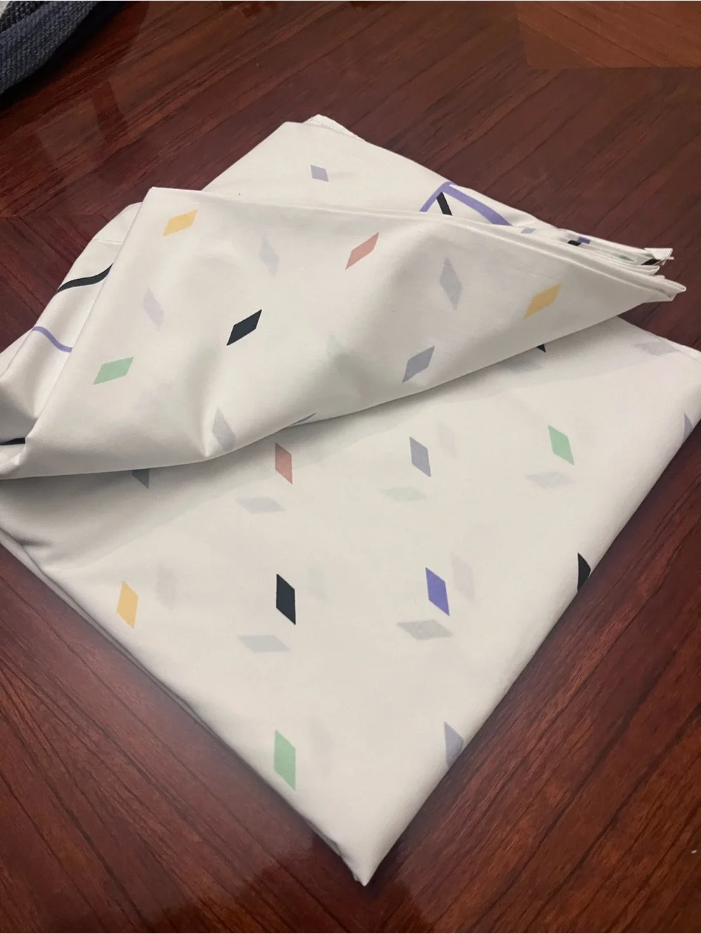 Vintage Canon Percale King size Flat sheet with Pastel Geometric Accents